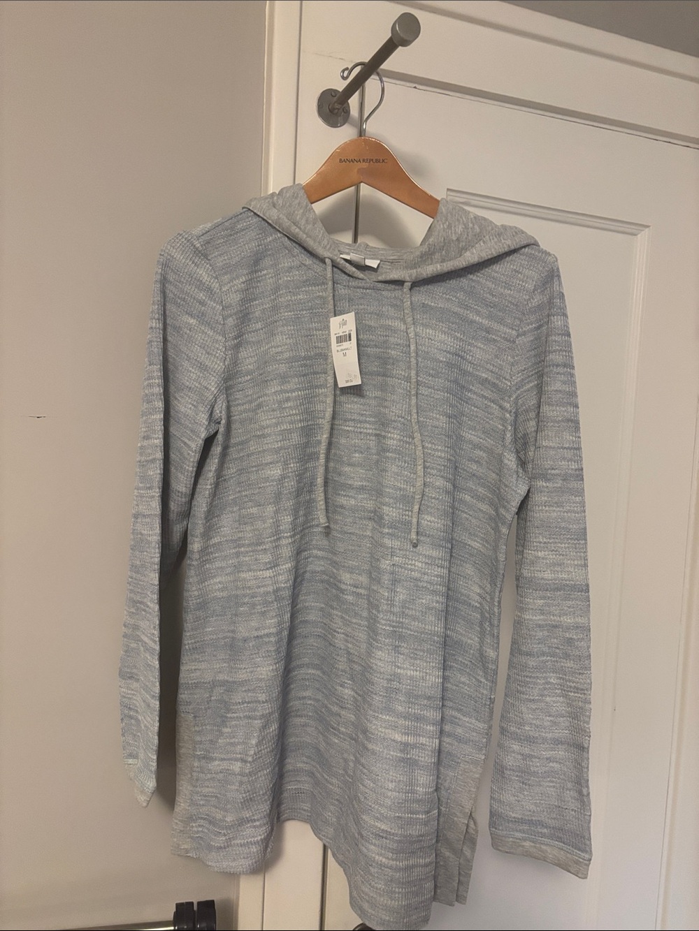 J. Jill Soft Marled Light Blue Hooded Knit Top